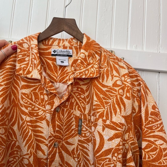 Jimmy Buffett &The Coal Reef Columbia Men’s Hawaiian Print Shirt Sz Large Orange - Picture 5 of 6